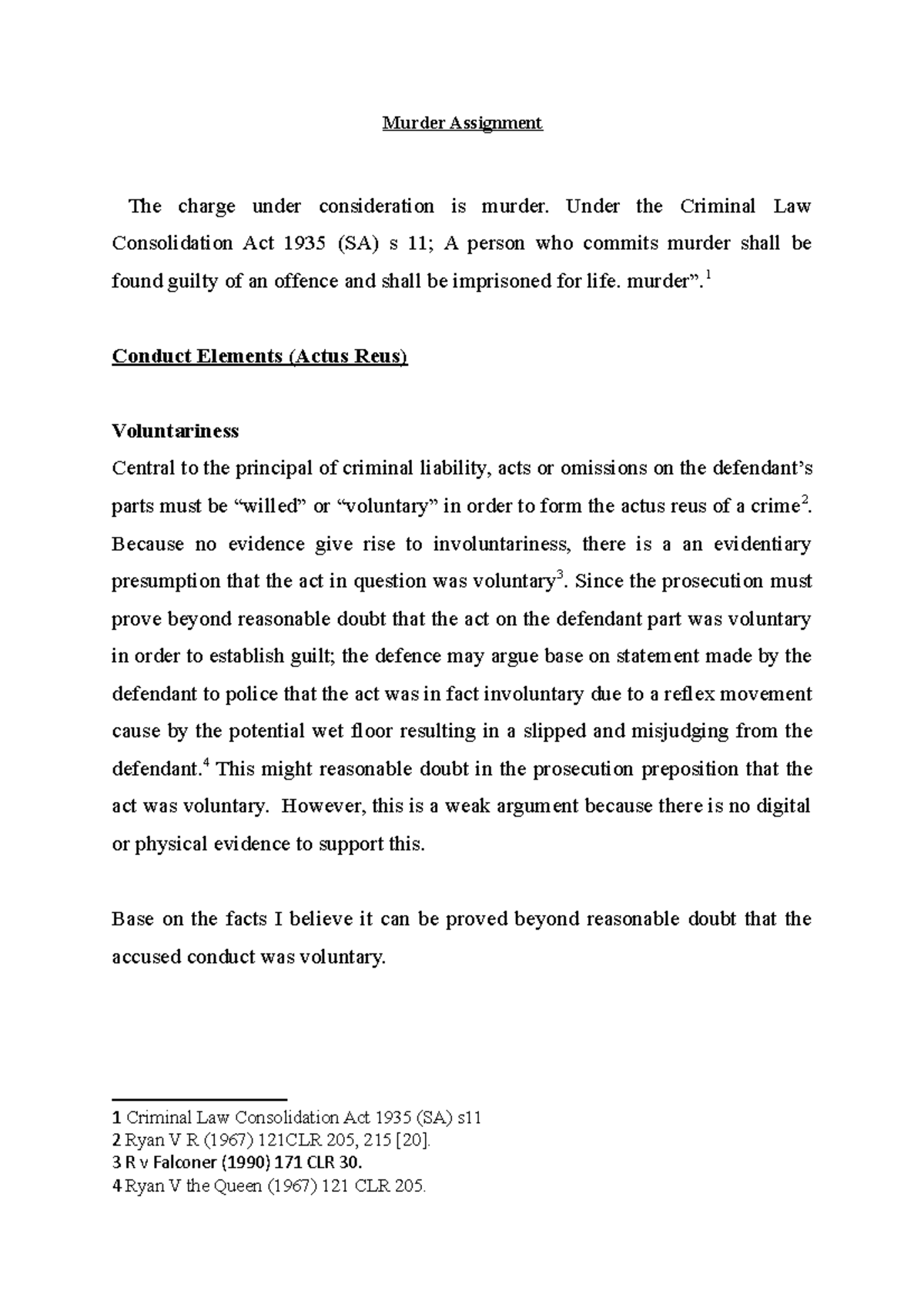 Murder Assignment Murder Assignment The Charge Under Consideration Is Murder Under The Criminal Studocu