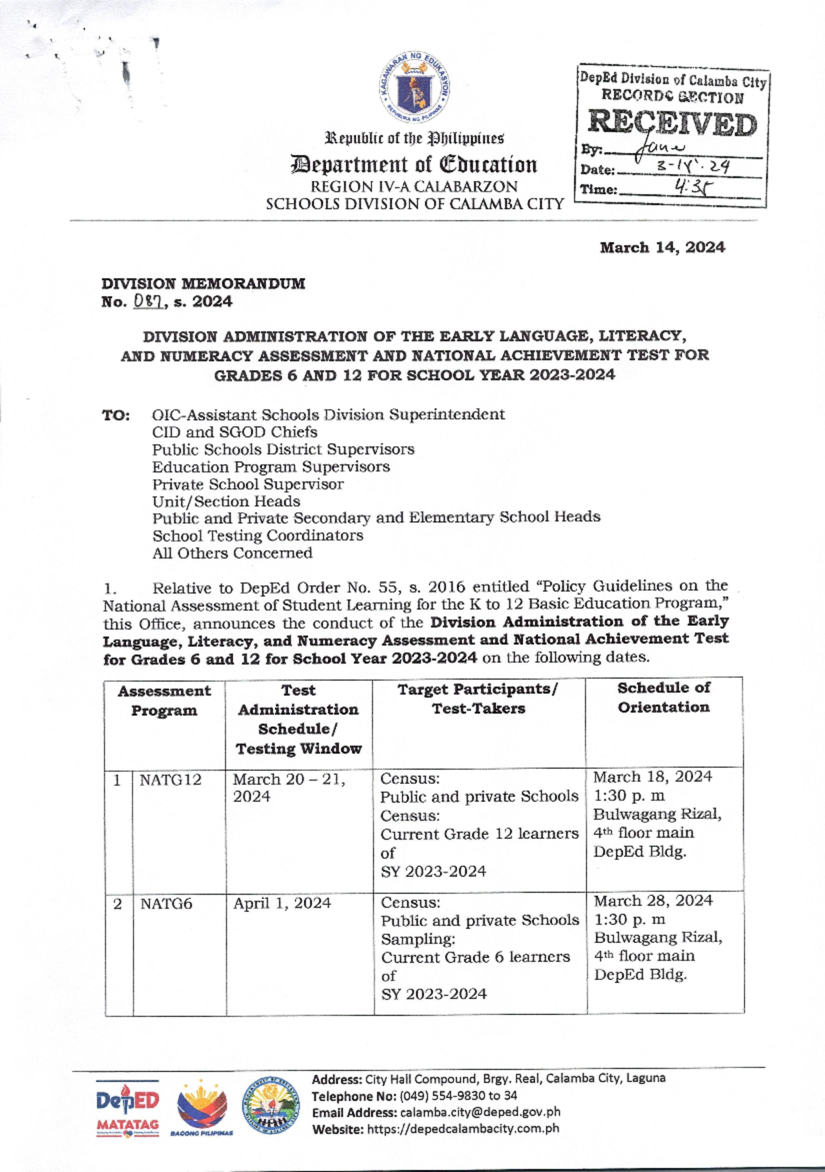 Division- Memorandum-NO - '. i .•fi~+- '~)\ (s ~ i ####### \·-~11 ...