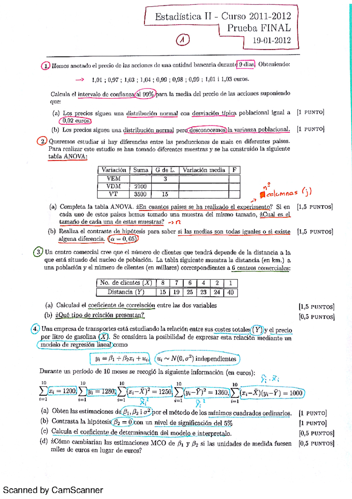 Estadistica 2 Examen Final 11 12 Solucionado Cu Pr Os An Do El Ida Ba En 1n 99 Gt Ca La De Io Es Gt Io El Lo Co Fi Dc Io