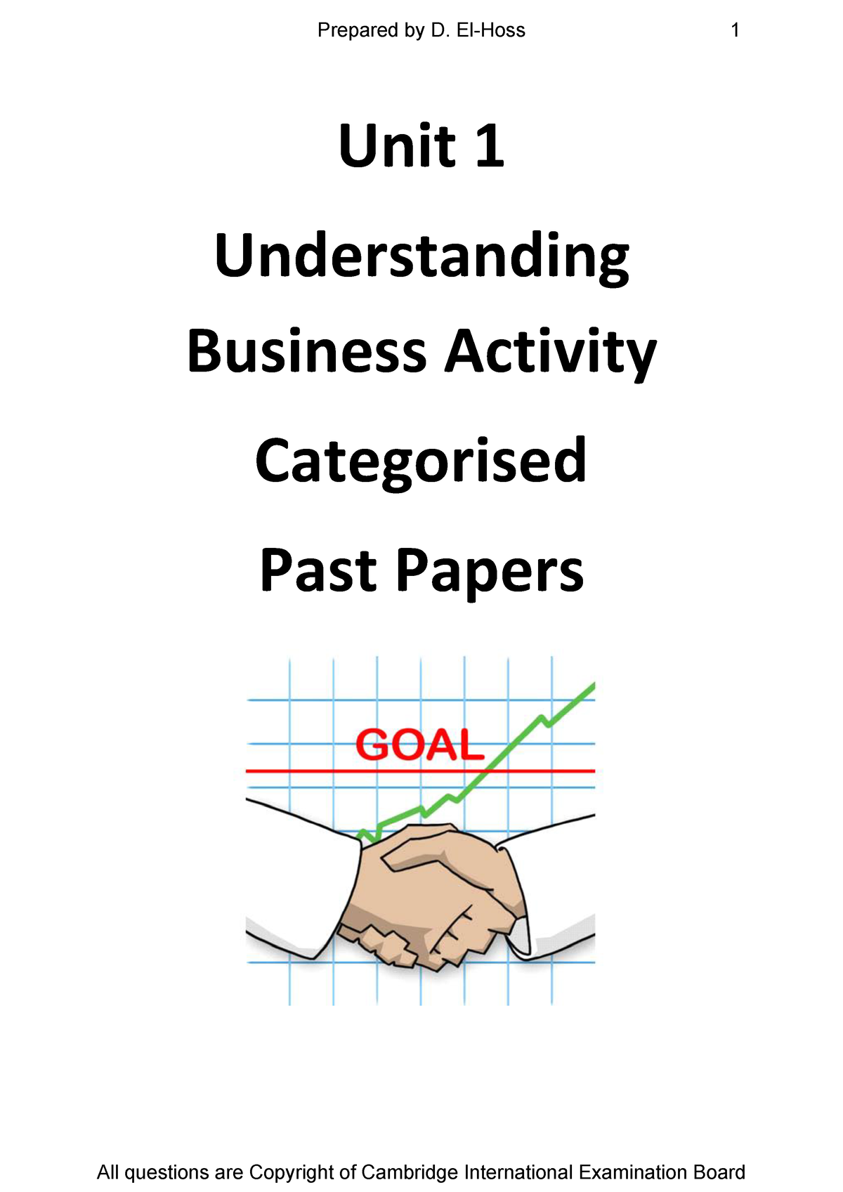 Unit 1 Igcse Business Past Papers 1 - Unit 1 Understanding Business ...