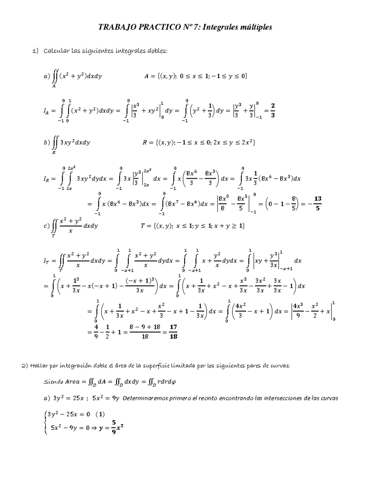 Trabajo Practico Nº 7 - jjjjj - TRABAJO PRACTICO Nº 7: Integrales ...