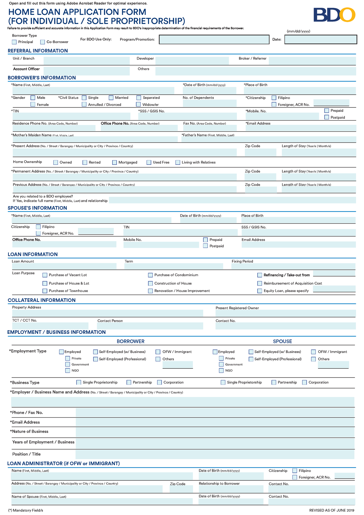 BDO HOME-LOAN- Application-FORM - COLLATERAL INFORMATION LOAN ...