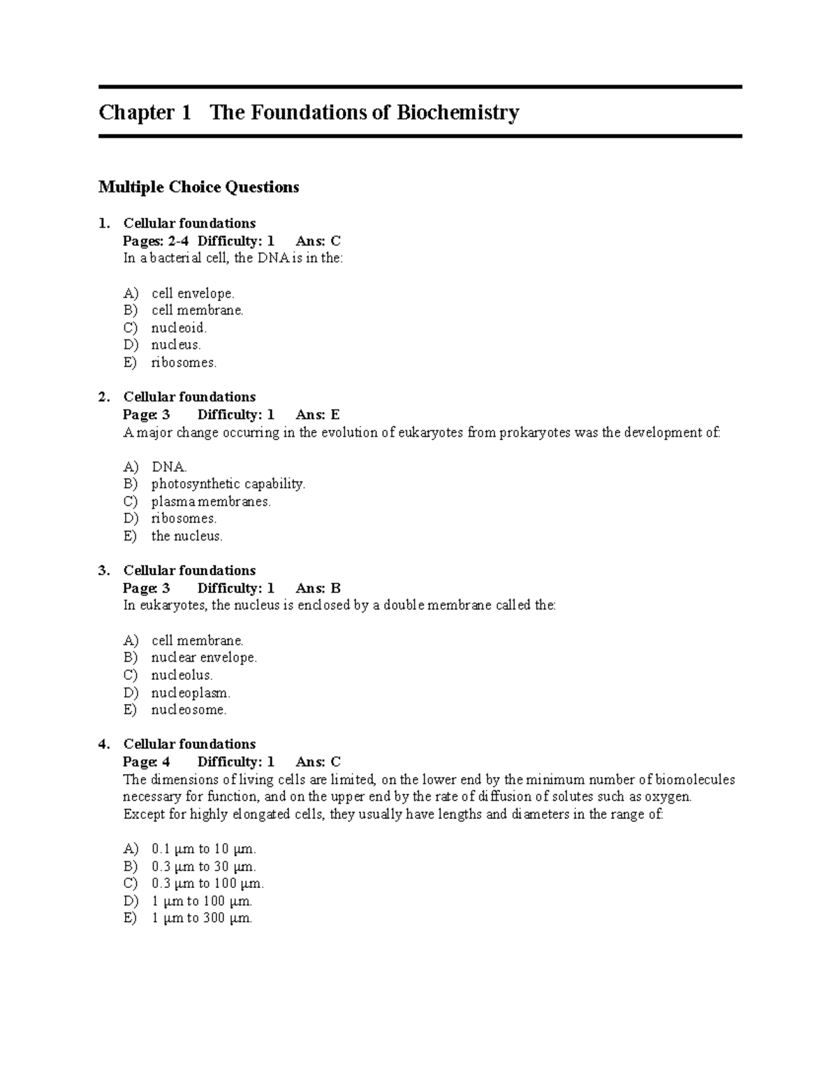 Chapter 1 Test Bank - Multiple Choice Questions Cellular foundations ...