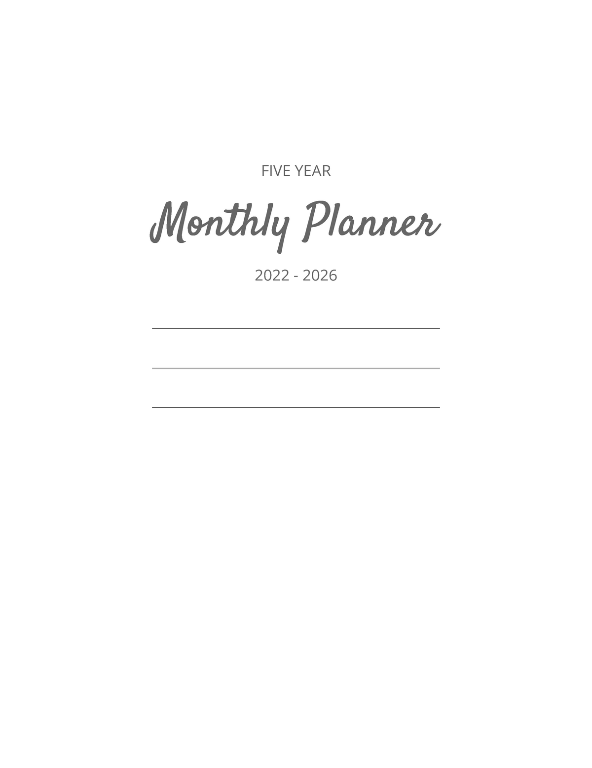 Five-Year-Planner-2022-2026-Graphics Monthly Calendar 2022-2026 - 2022 ...