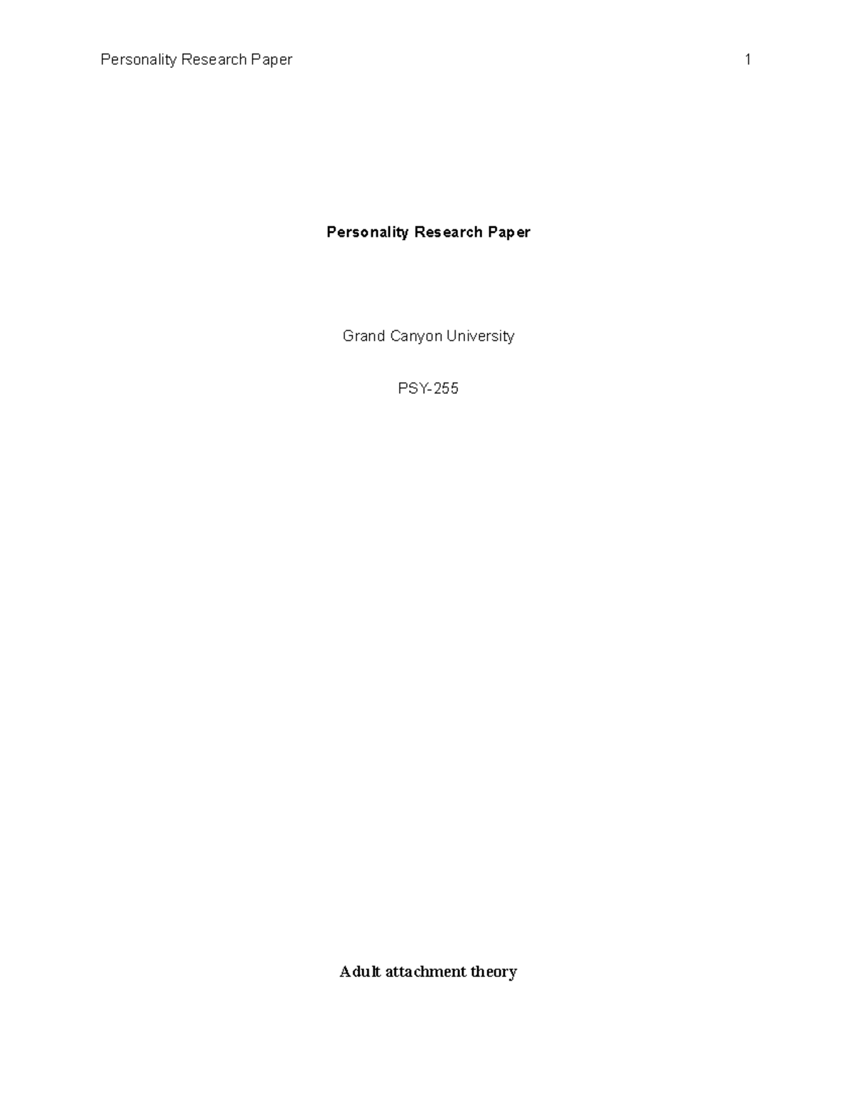 personality research paper outline gcu