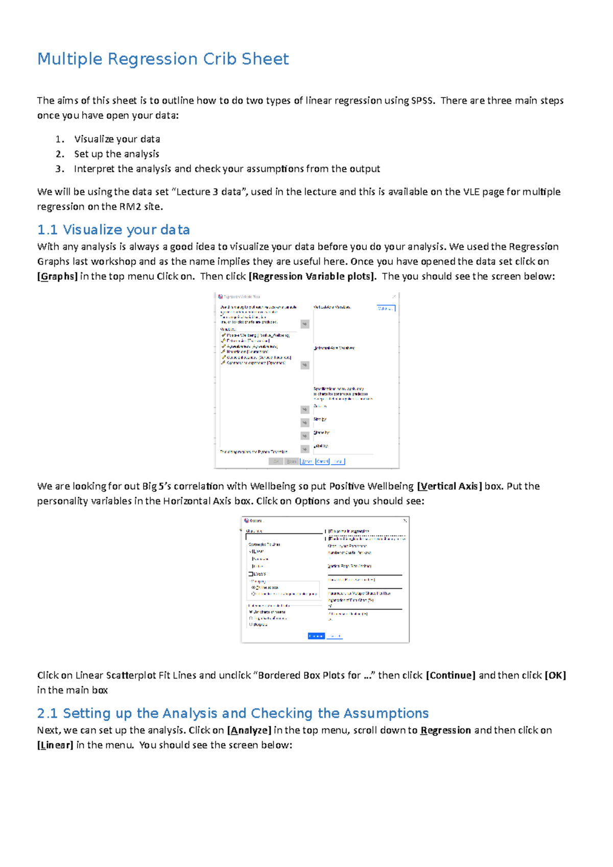 Multple Regression Crib Sheet - There are three main steps once you ...
