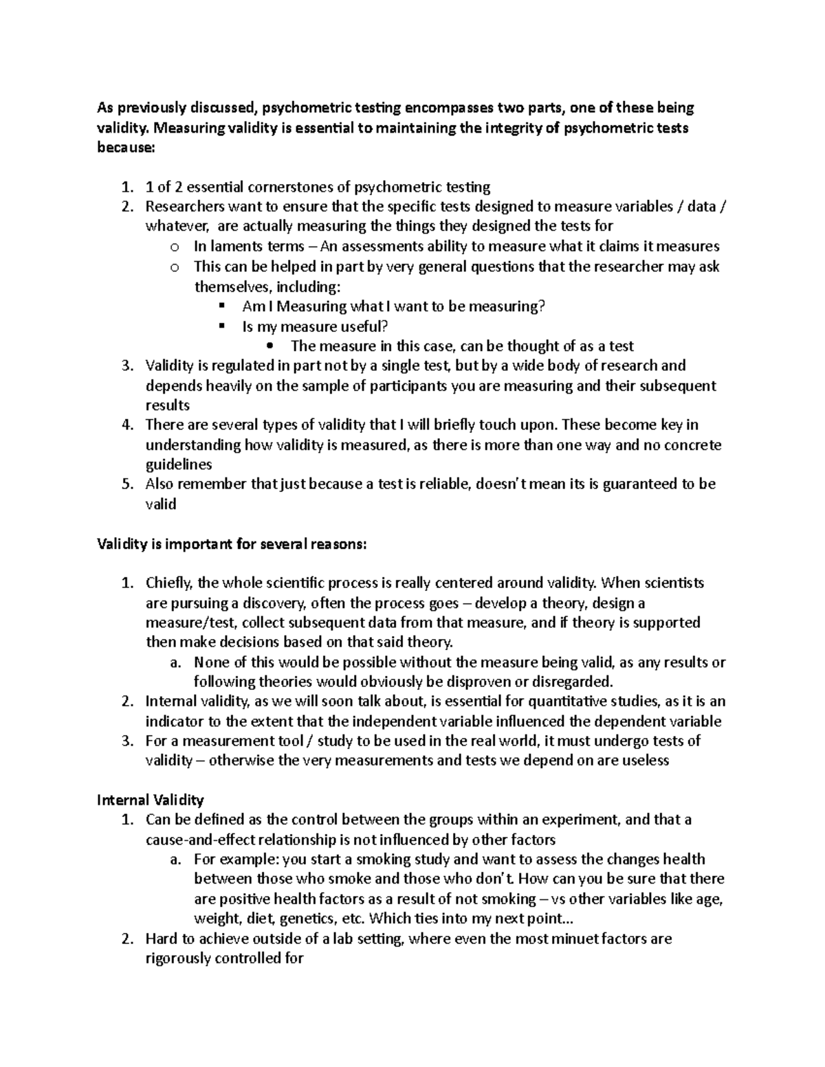 Psychometric Testing Presentation Script - As previously discussed ...