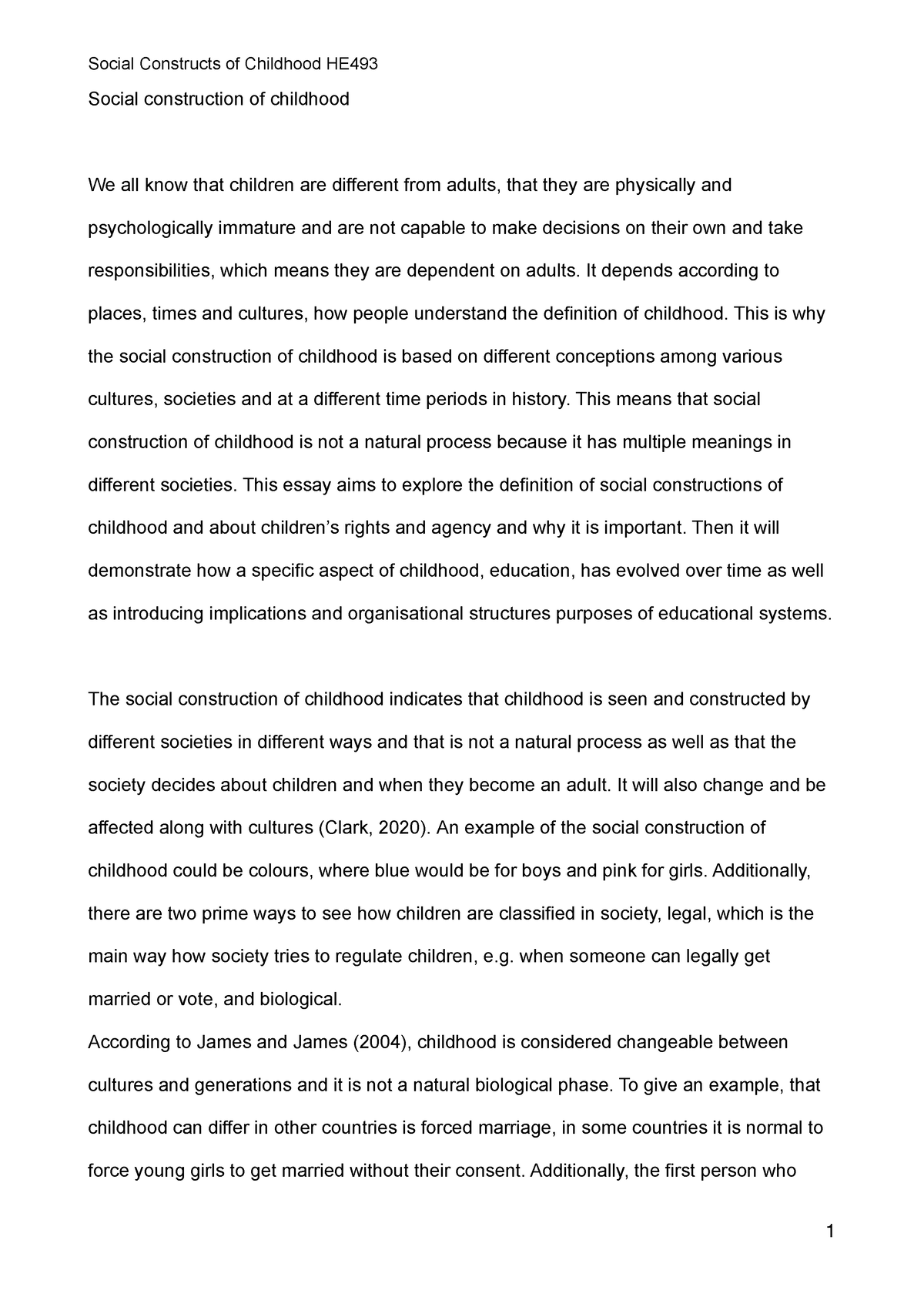 childhood social construction essay