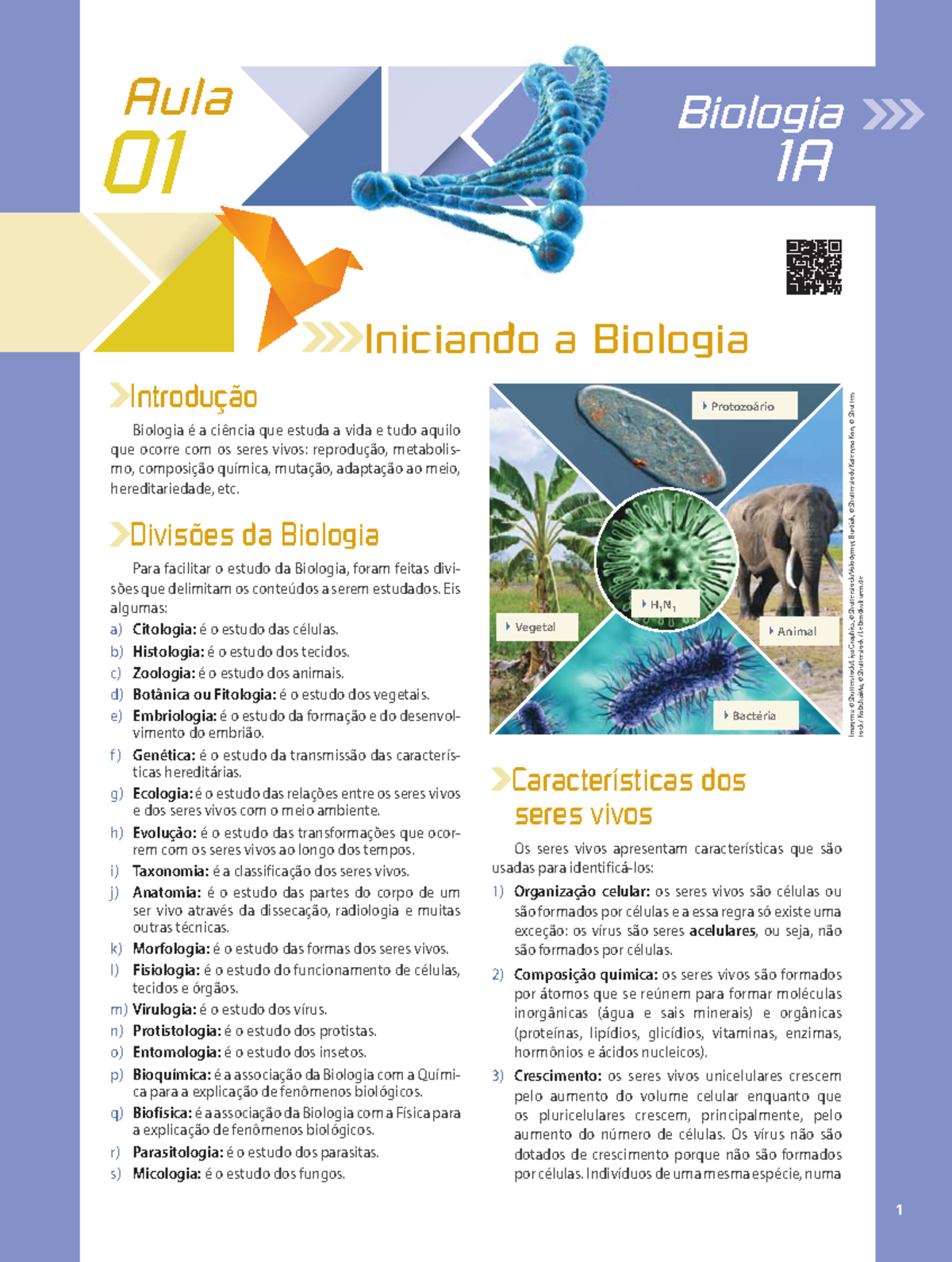 Biologia A - 1 Aula 01 Iniciando A Biologia 1A Biologia Aula 01 ...