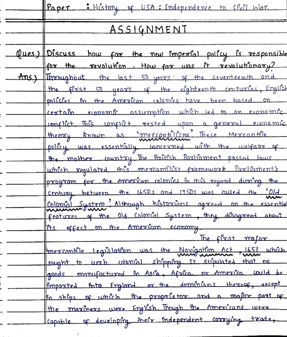 American Revolution Assignment - BA (Hons.) History - Studocu