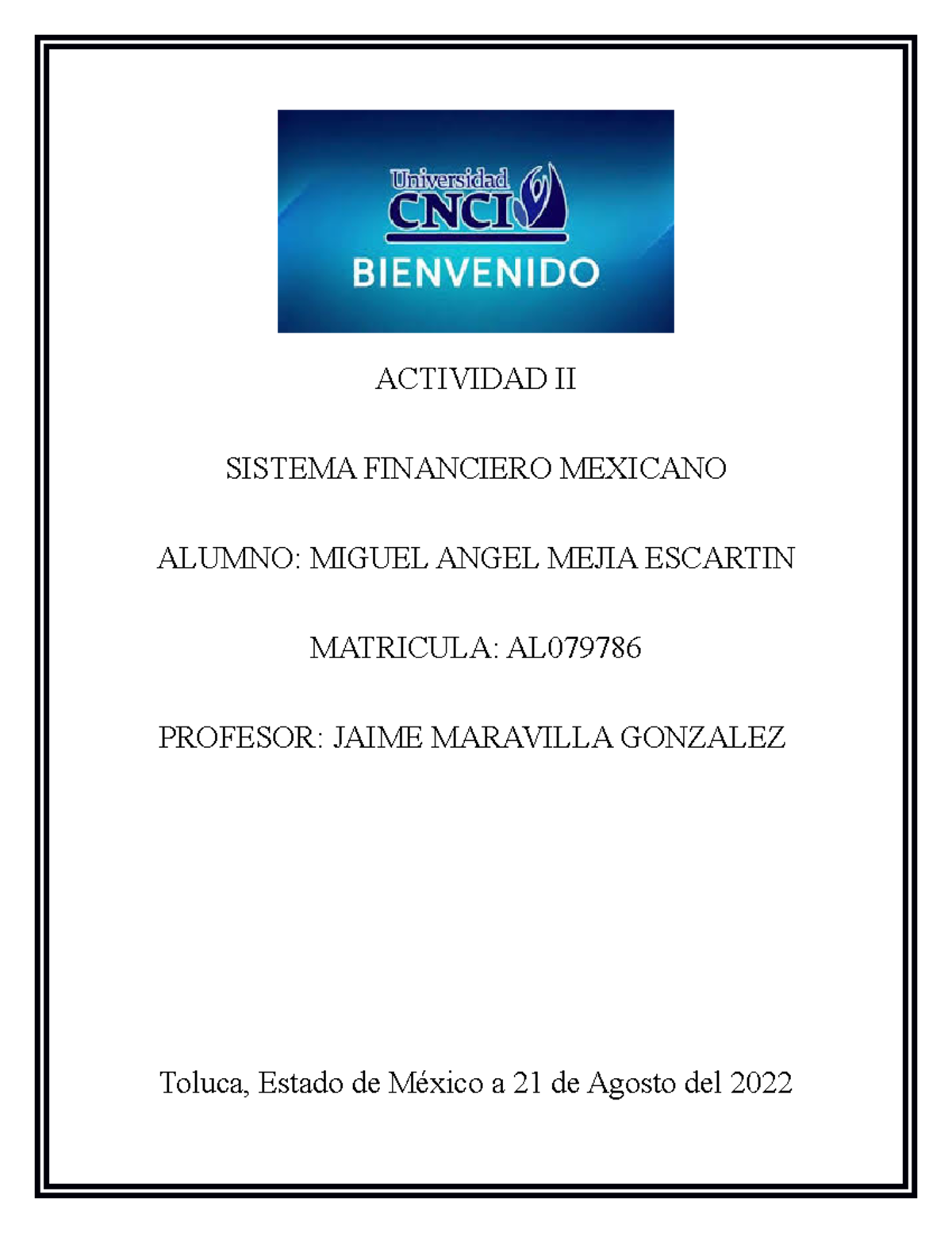 Actividad Sistema Financiero Mexicano - ACTIVIDAD II SISTEMA FINANCIERO ...