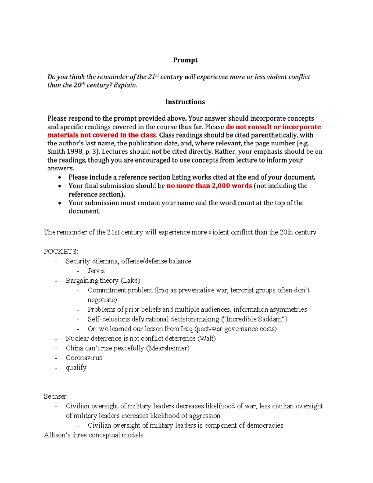 Outline for Midterm Paper - The remainder of the 21st century will ...