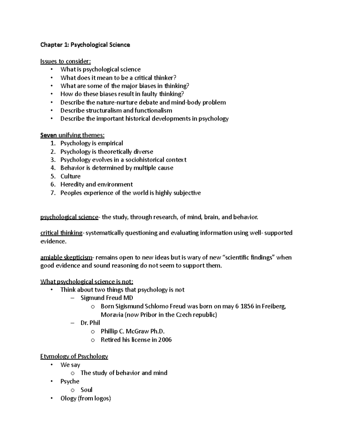 psychology notes chapter 1 psychological science 6th edition gazzaninga ...