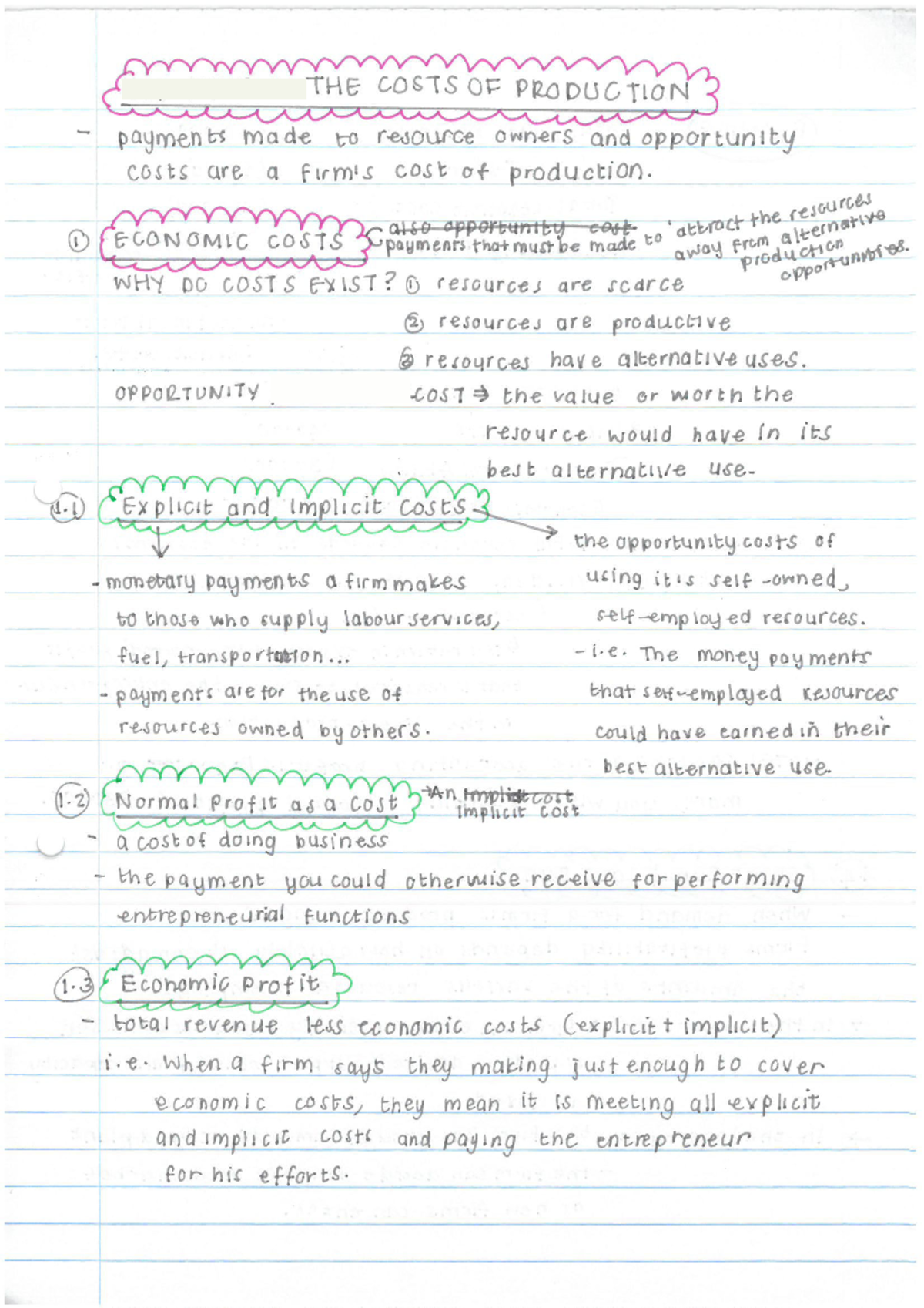 The Costs of Production - Summary - EKN 110 - Studocu