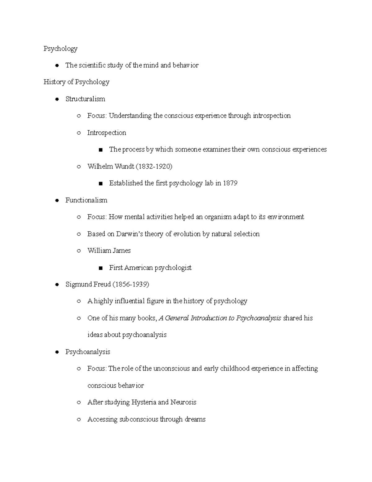 Psych Notes 2 1 Psychology The scientific study of the mind and