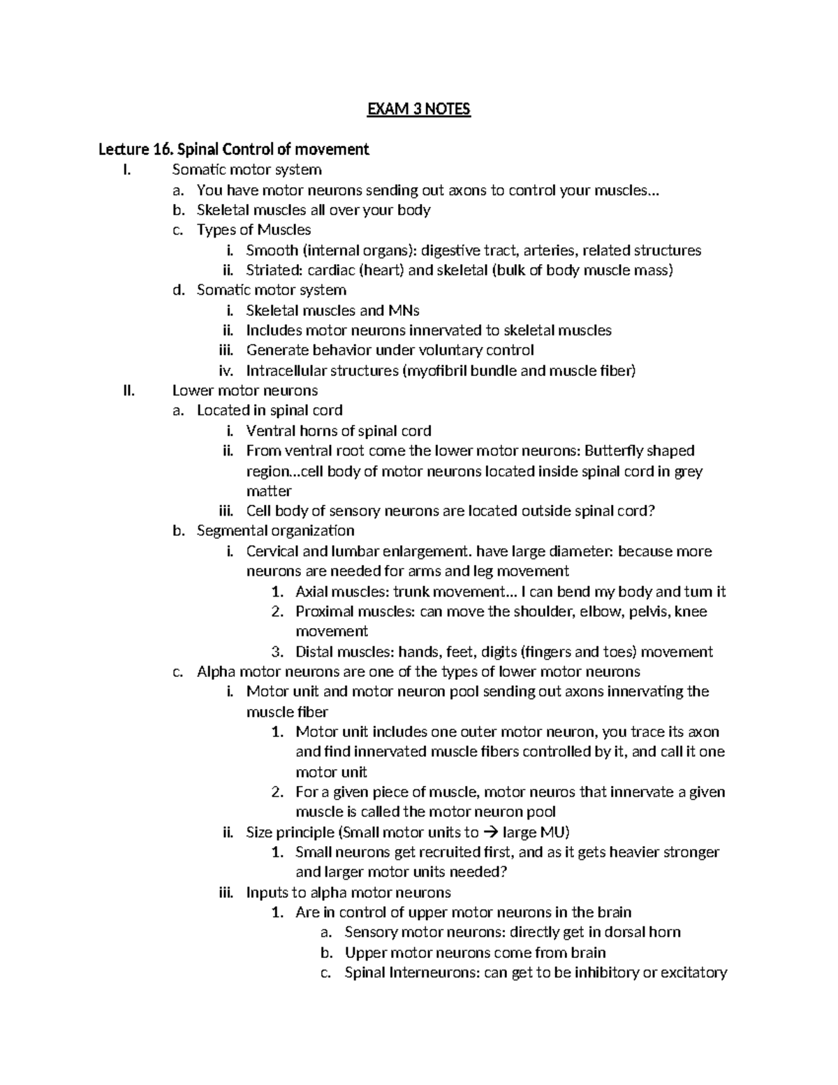 Exam 3 notes bil 268 - exam study guide - EXAM 3 NOTES Lecture 16 ...
