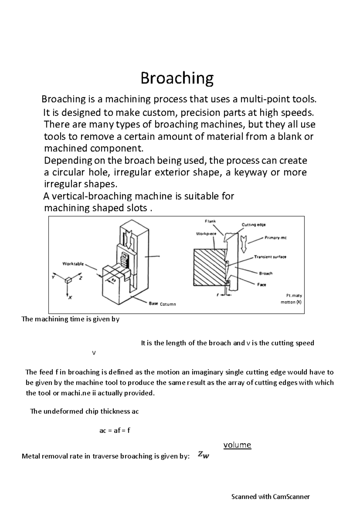 Broaching process Broaching Broaching is a machining process that