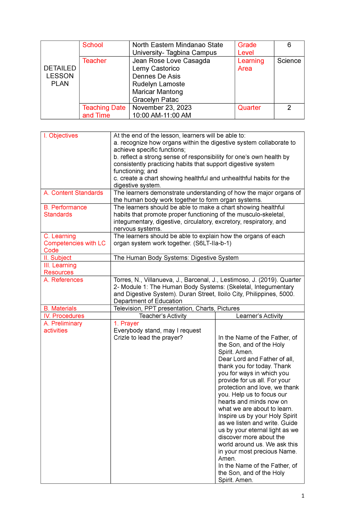 Final-DLP-SCI101 - Lesson plan - DETAILED LESSON PLAN School North ...