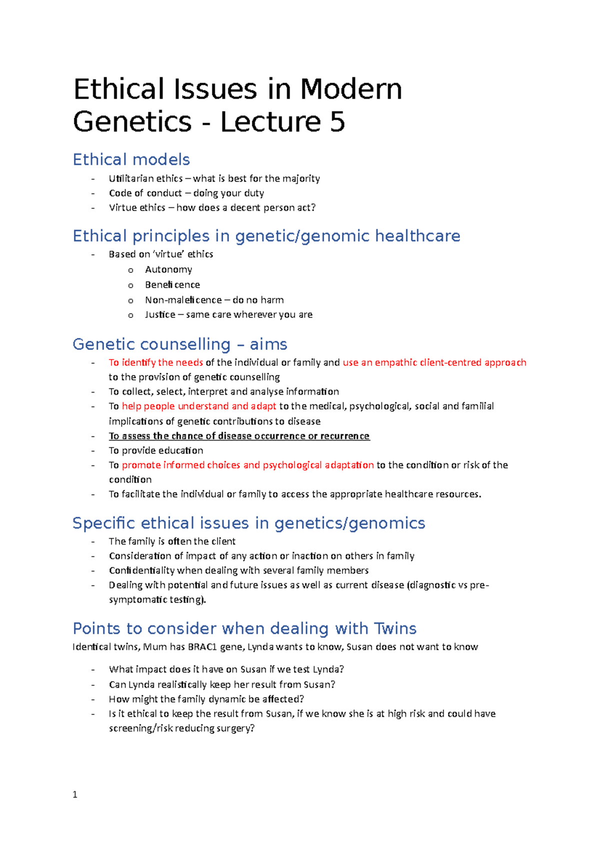 Ethics In Genetics - Ethical Issues In Modern Genetics - Lecture 5 ...