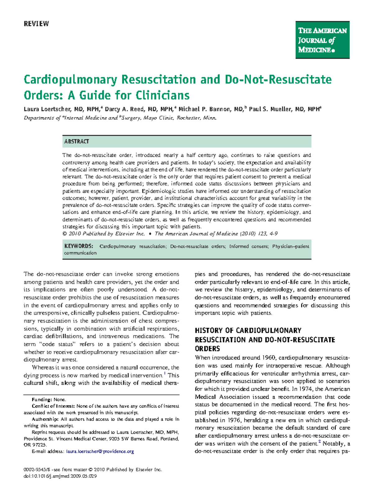 Cardiopulmonary resuscitation and do not resuscitate orders a guide for