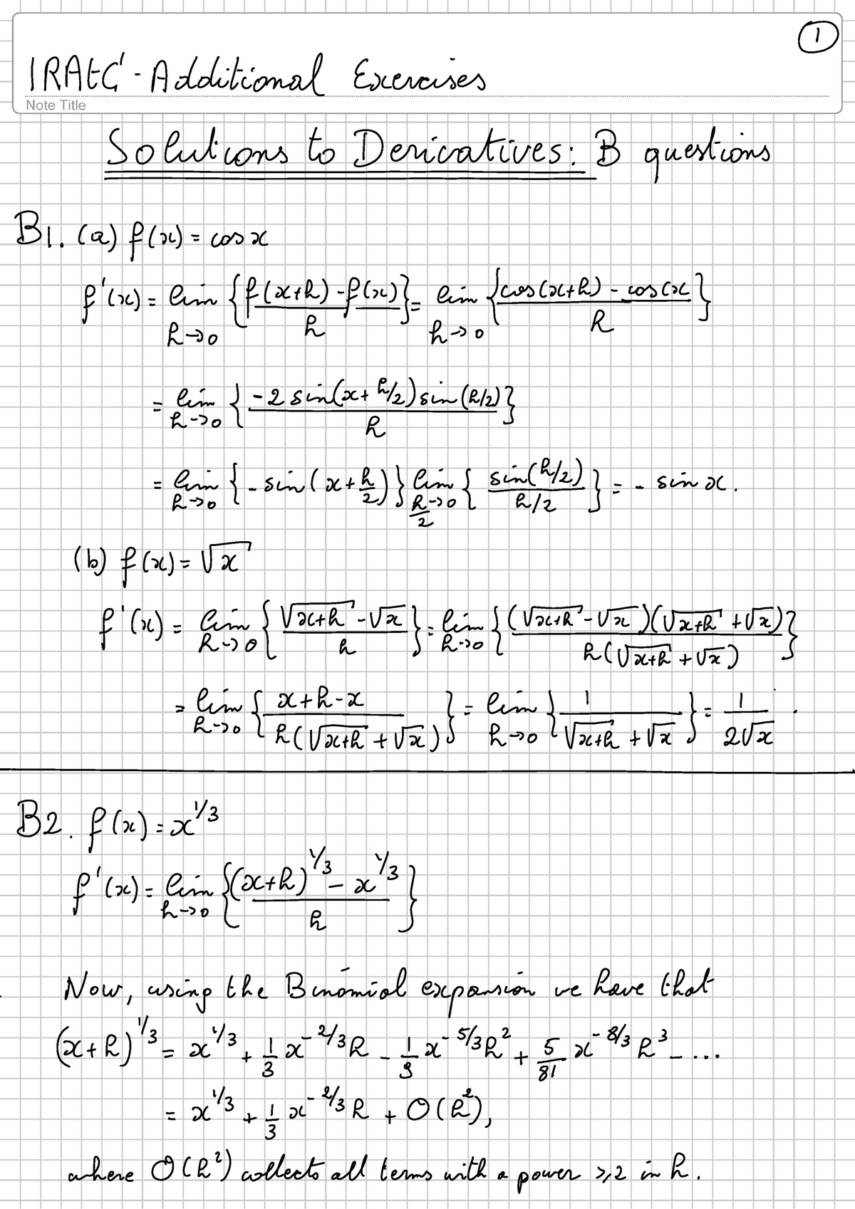 Derivatives B-solutions - 06 25660 - Studocu