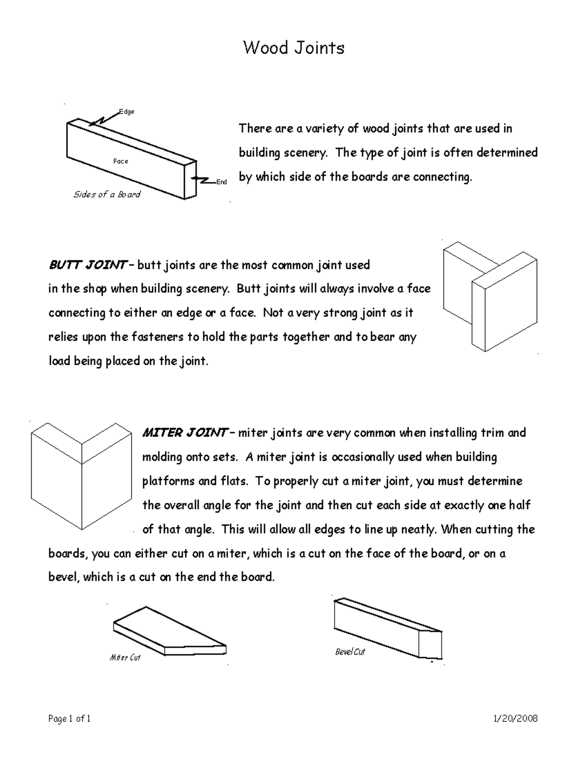 Wood Joints Wood Joints Page 1 of 1 1/20/ Face Edge End Sides of a