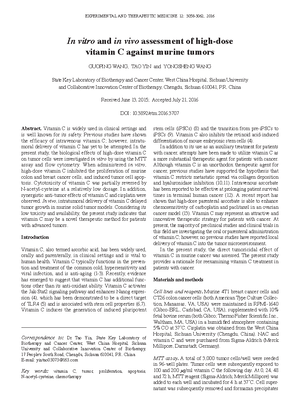Vit C vs tumores murinos - The Effect of High Dose Intravenous Vitamin ...