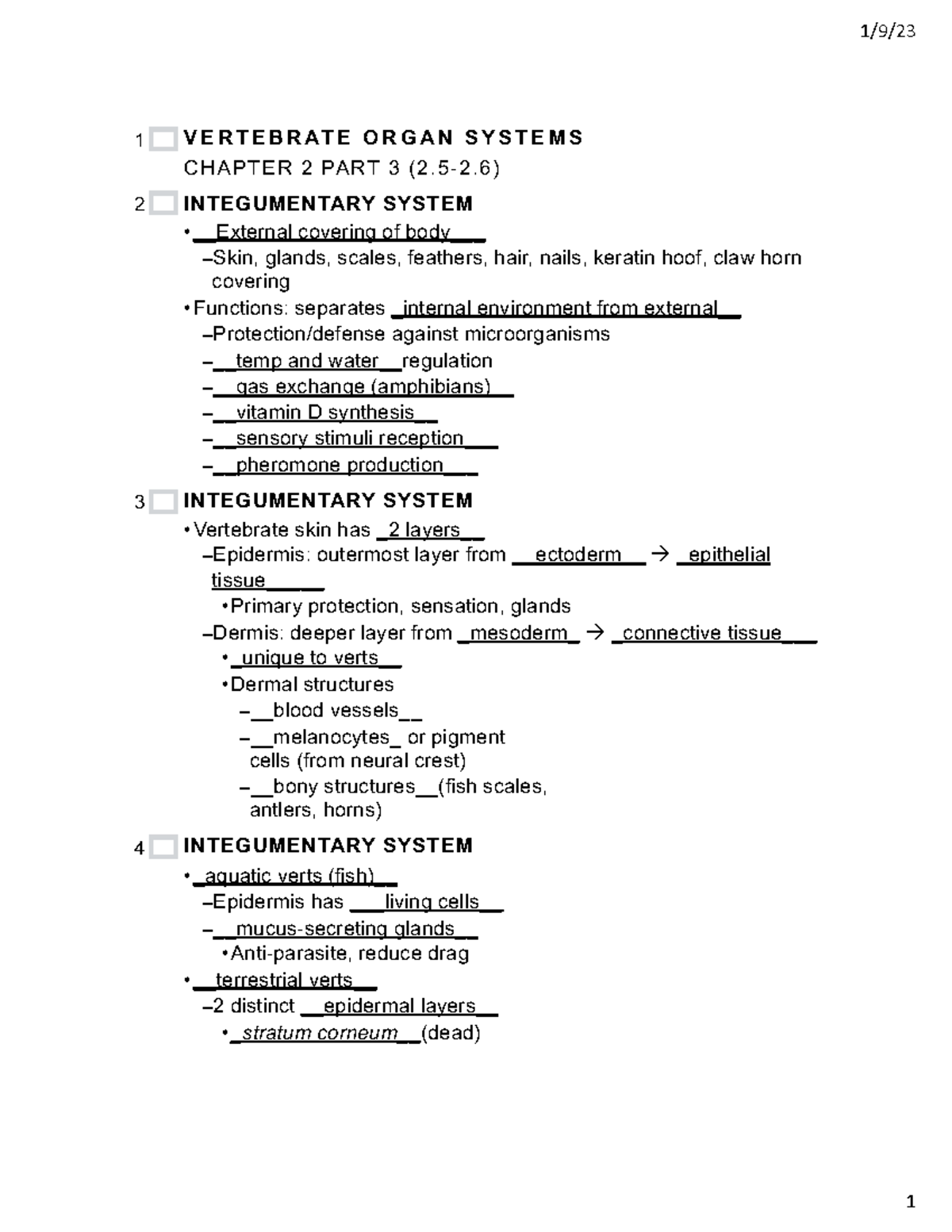 Ch 2 part 3 Vert Organs Fall22 - 1/9/ 1 V E R T E B R AT E O R G A N S ...