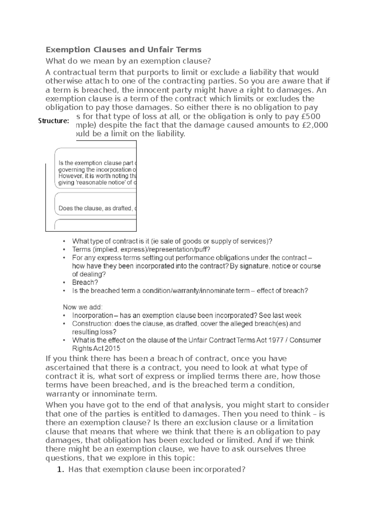 Exemption Clauses and Unfair Terms - So you are aware that if a term is ...