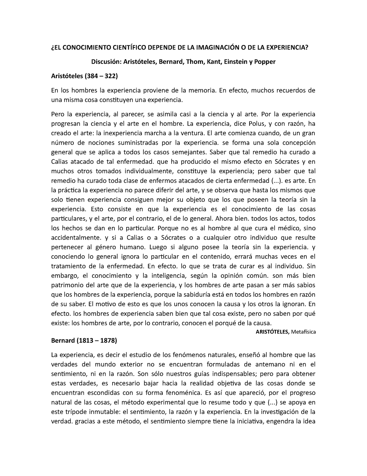 El Conocimiento Científico Depende De La Imaginación O De La Experiencia ¿el Conocimiento 6051