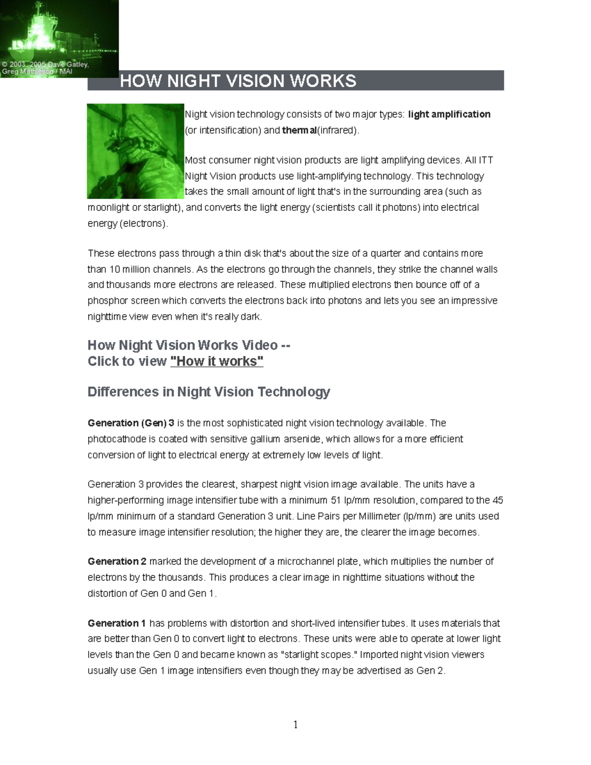 48018916 HOW Night Vision Works HOW NIGHT VISION WORKS Night vision
