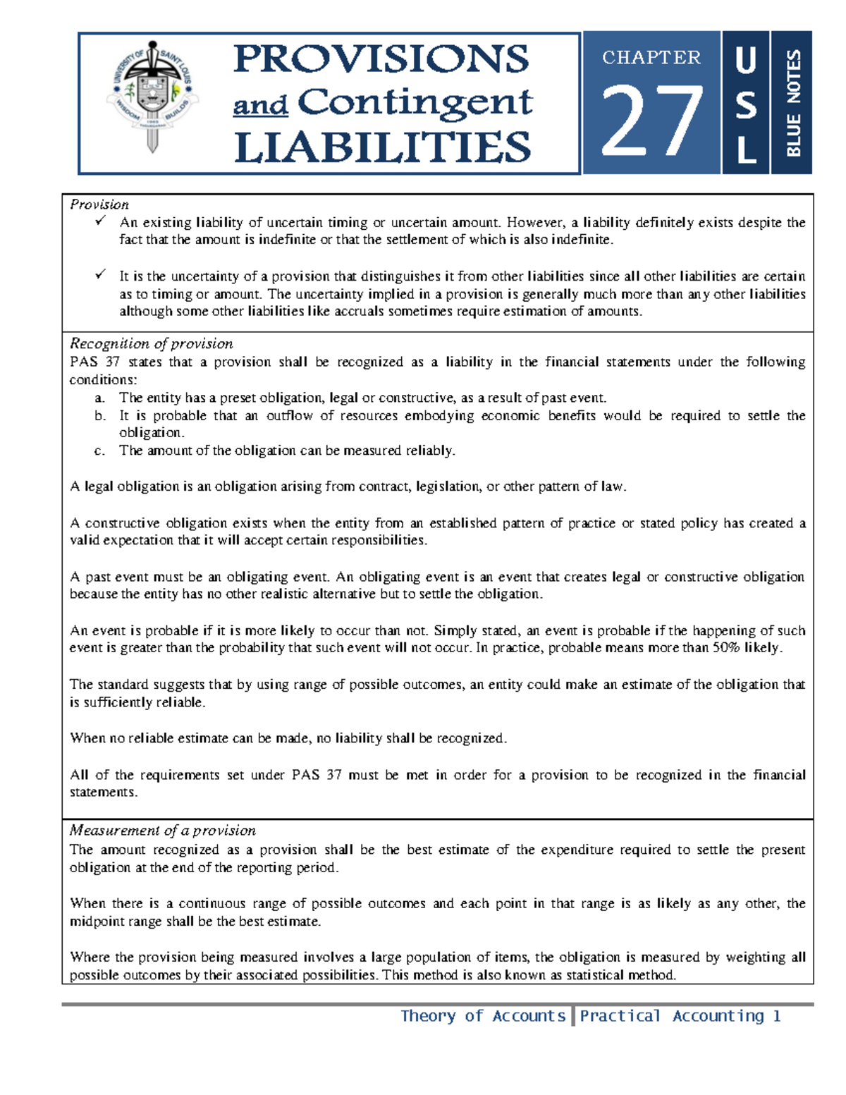 27 Provisions And Contingent Liabilities - Theory Of Accounts Practical ...