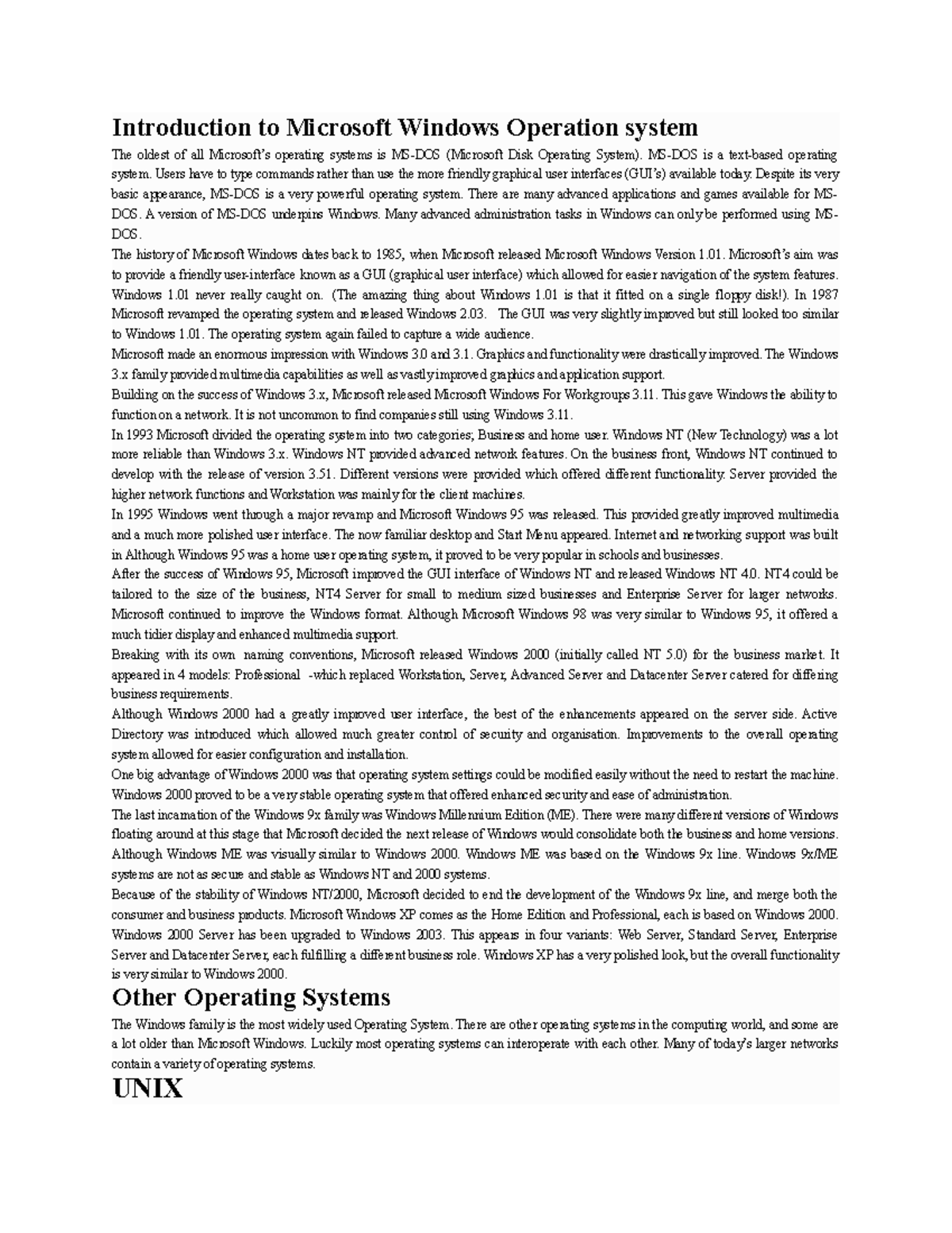 Msofficenotes I About ms office Introduction to Microsoft Windows