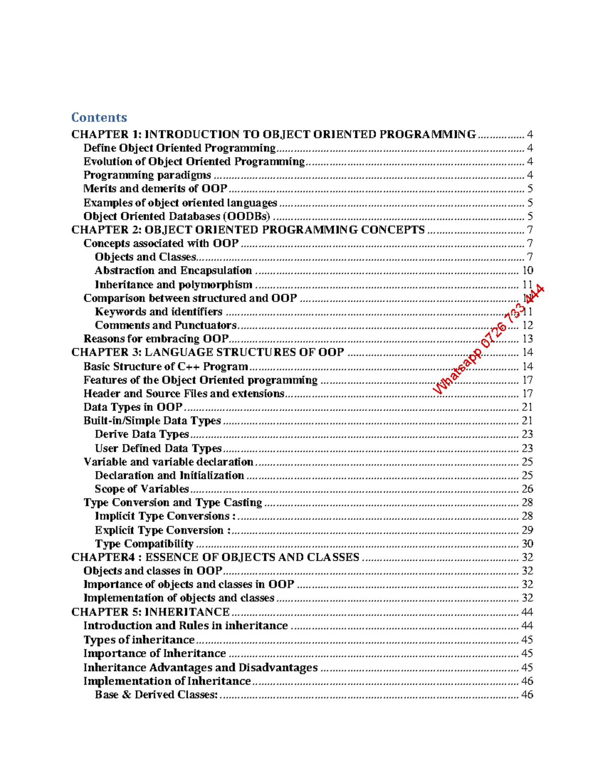 object oriented programming in c++ - Contents CHAPTER 1: INTRODUCTION ...