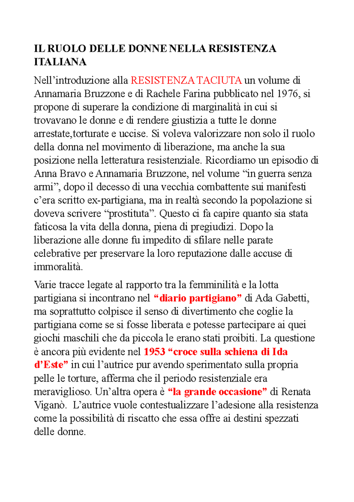 IL Ruolo Delle Donne Nella Resistenza Italiana - IL RUOLO DELLE DONNE ...