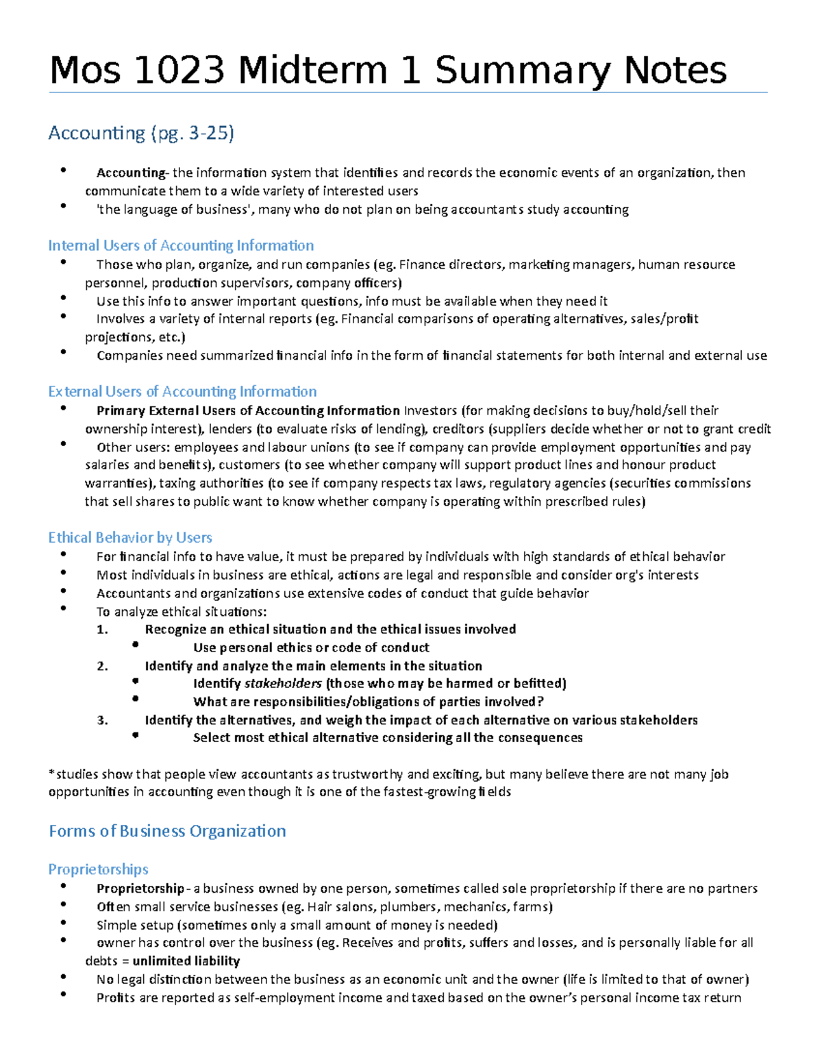 Summary - Midterm 1 Summary Notes - Mos 1023 Midterm 1 Summary Notes ...