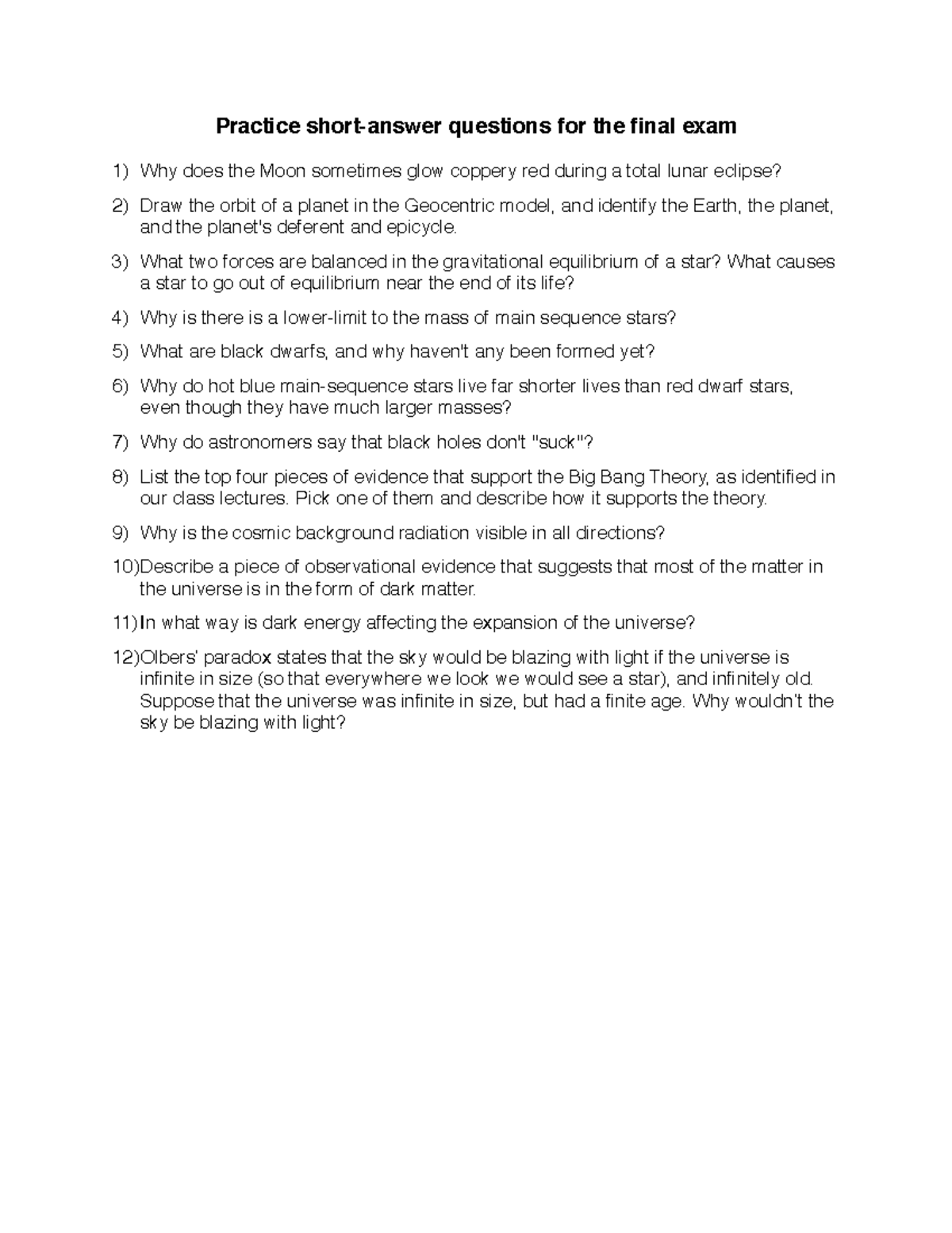 Final Exam Practice Short-Answer Questions Spring 2018 - Practice short ...