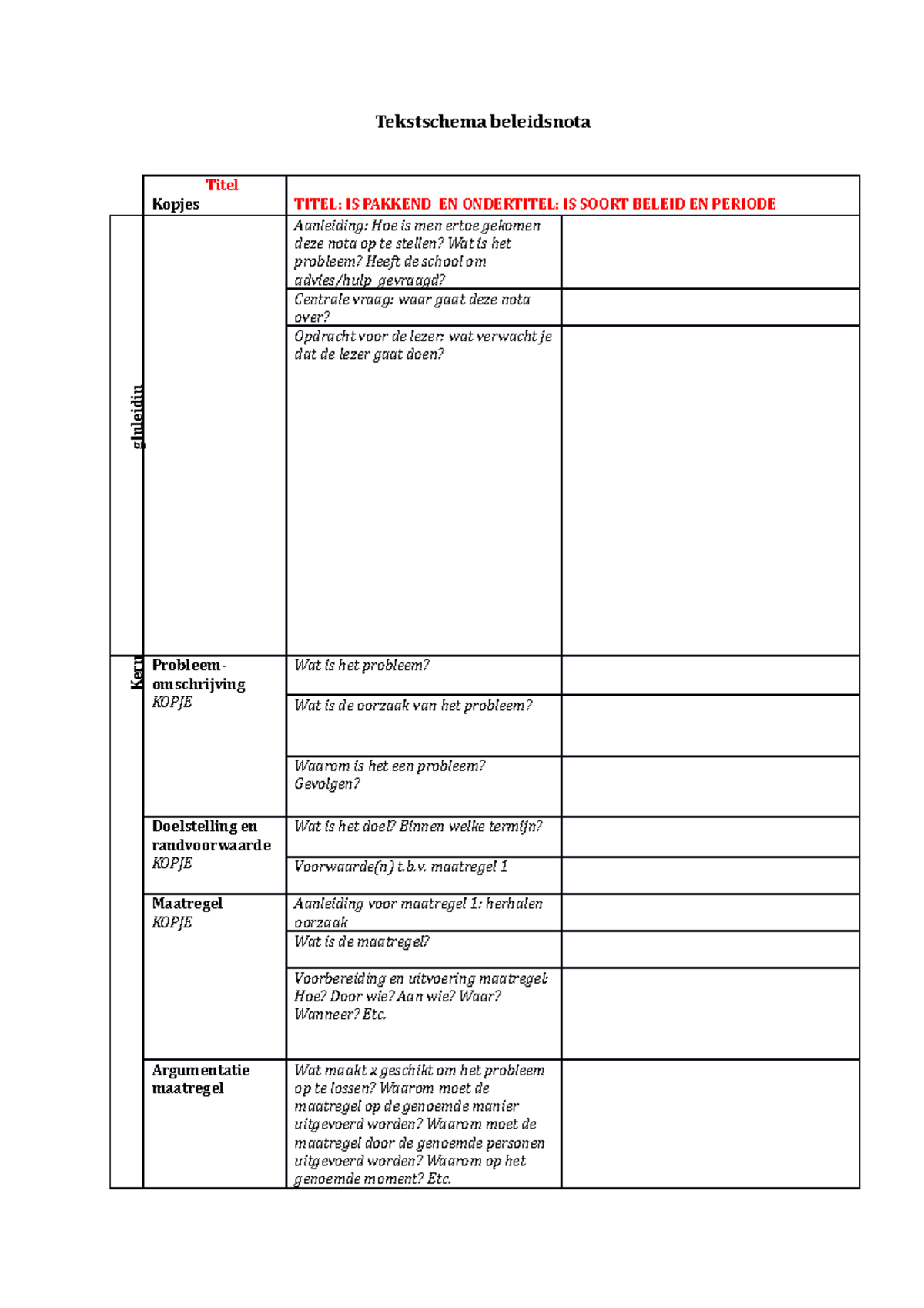 Tekstschema beleidsnota 2016 - 2017 - Tekstschema beleidsnota Titel ...