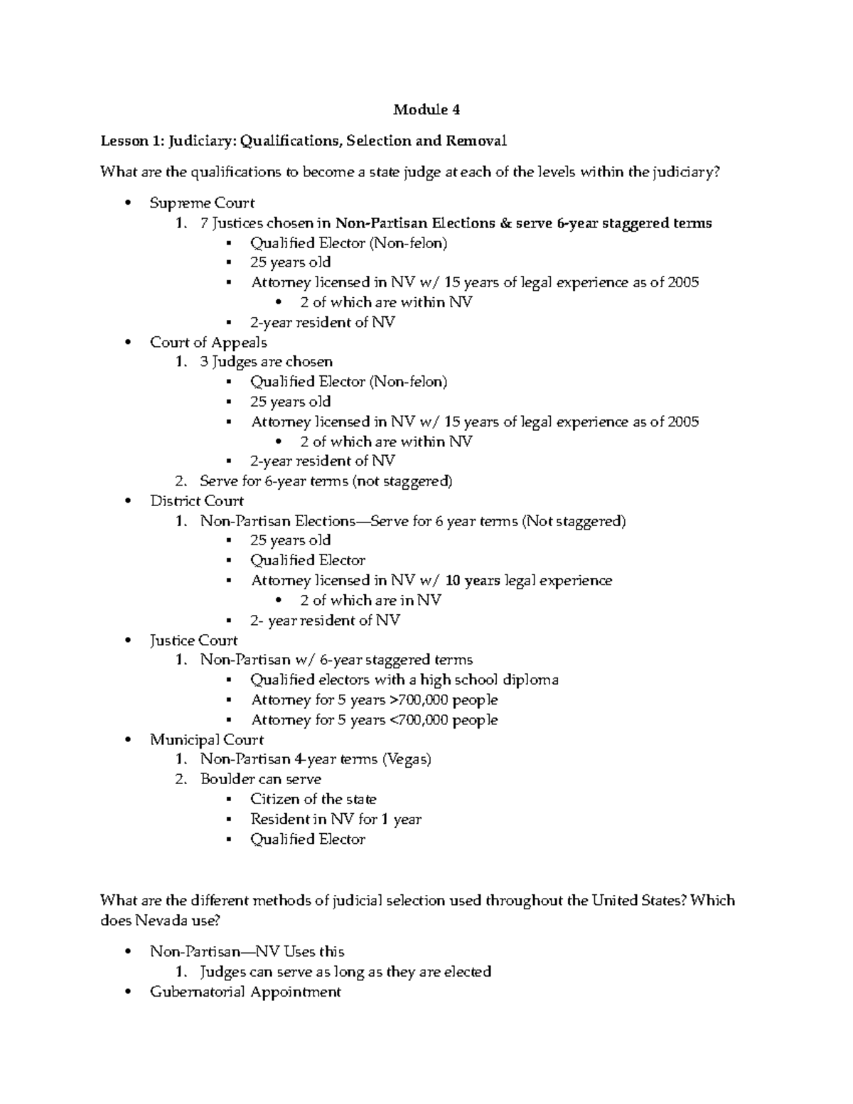 Module 4 - coursework - Module 4 Lesson 1: Judiciary: Qualifications ...