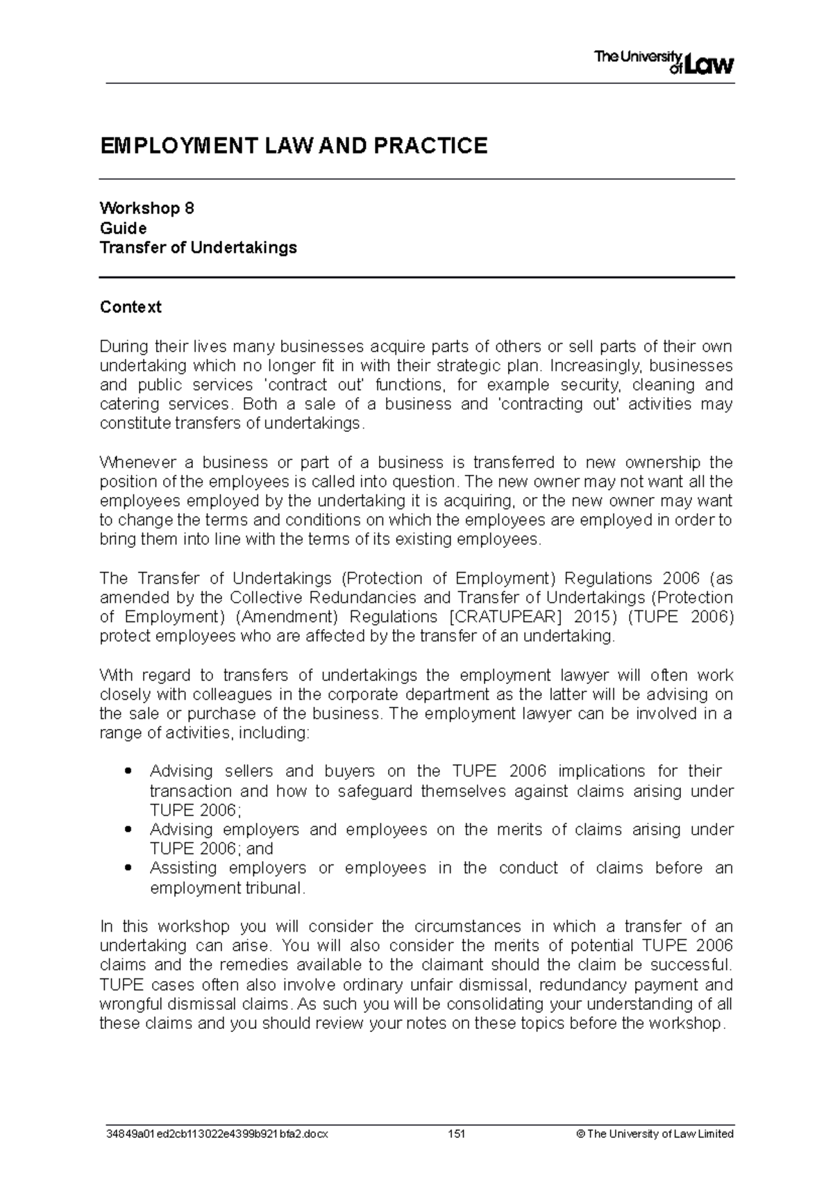 1920 emp ws08 ce01 guide t - EMPLOYMENT LAW AND PRACTICE Workshop 8 ...