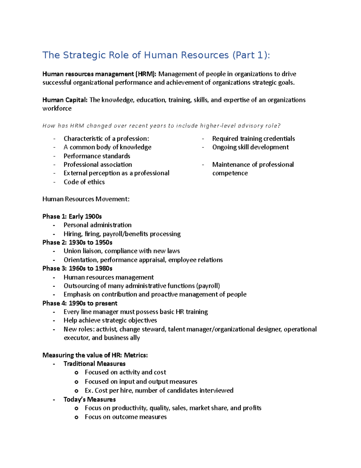 Module 2 (Part 1) The Strategic Role of Human Resources - The Strategic ...