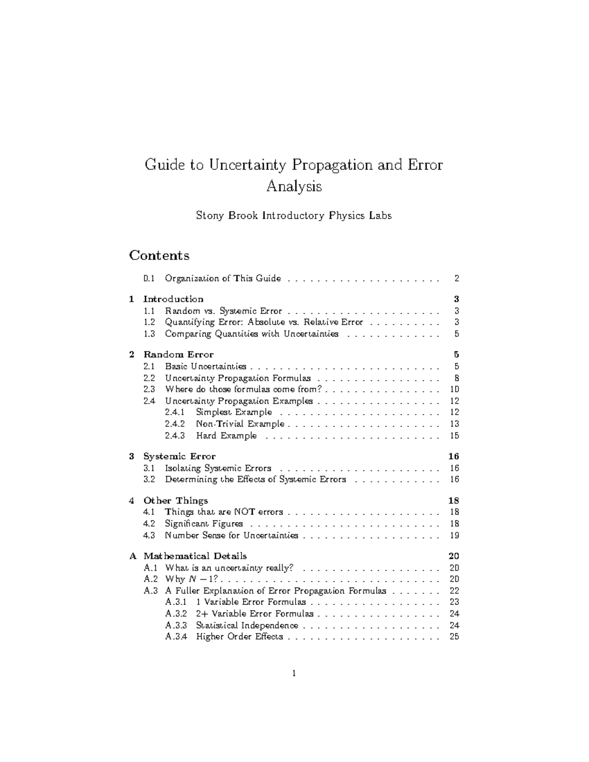Error Analysis - eeee - Guide to Uncertainty Propagation and Error ...