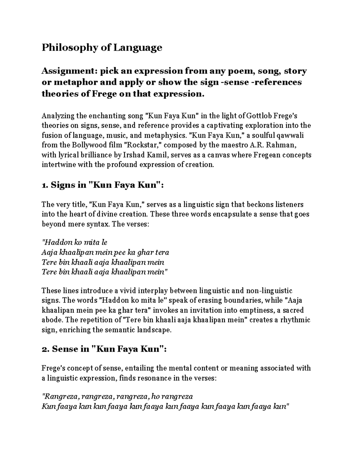 Sense n reference frege - Philosophy of Language Assignment: pick an ...