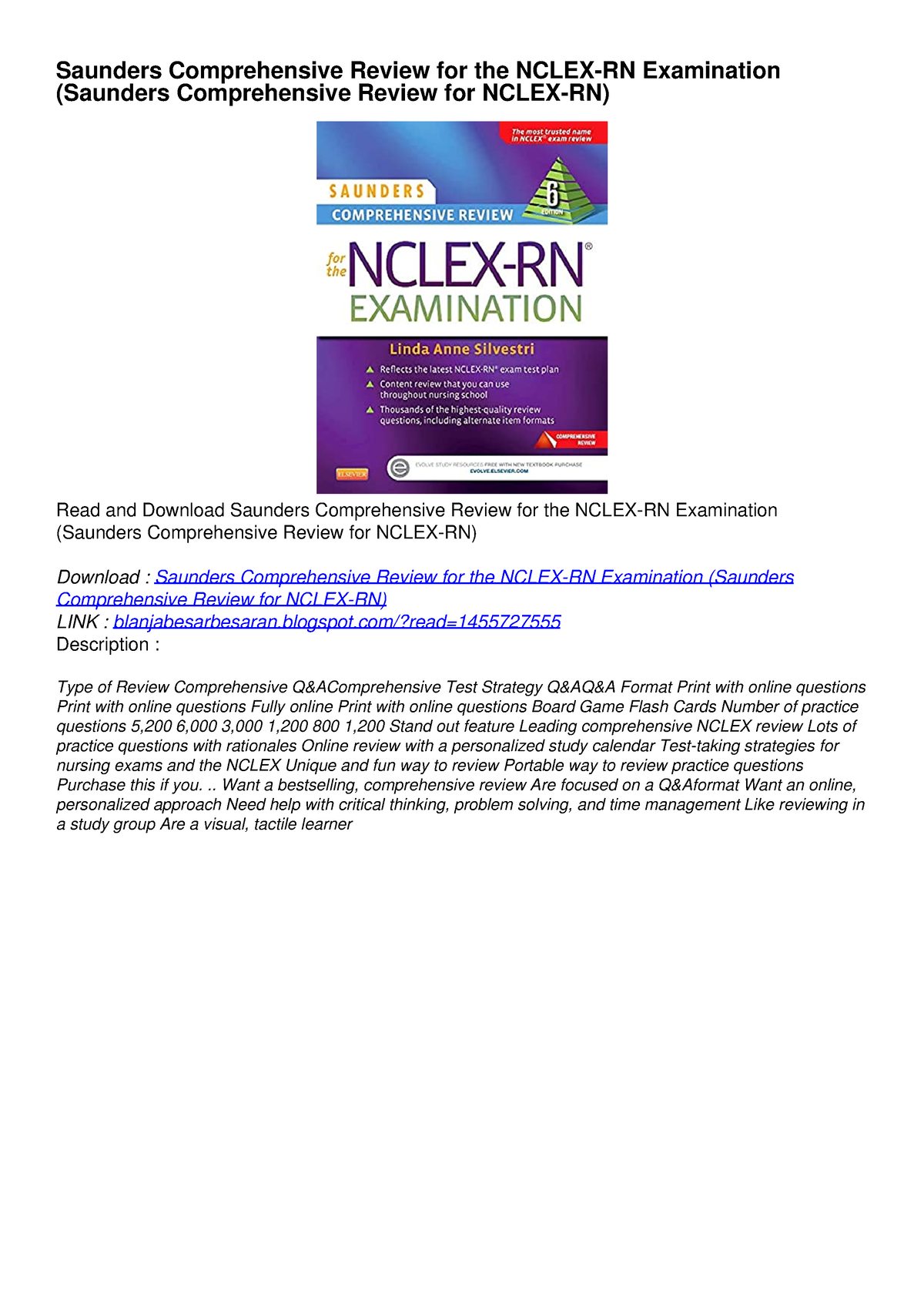 [PDF] DOWNLOAD FREESaunders Comprehensive Review For The NCLEX-RN ...