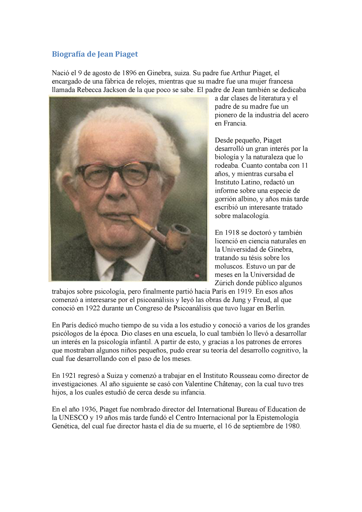 Biografia de Jean Piaget, PDF, Aprendizado