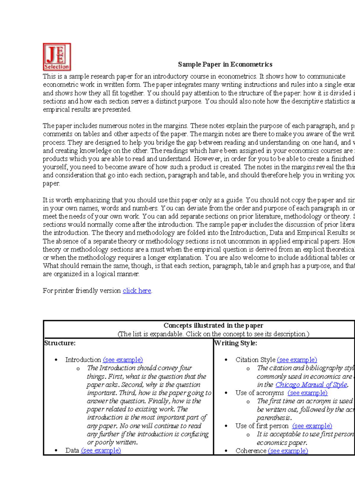 ECO gender lecture notes - Sample Paper in Econometrics This is a ...
