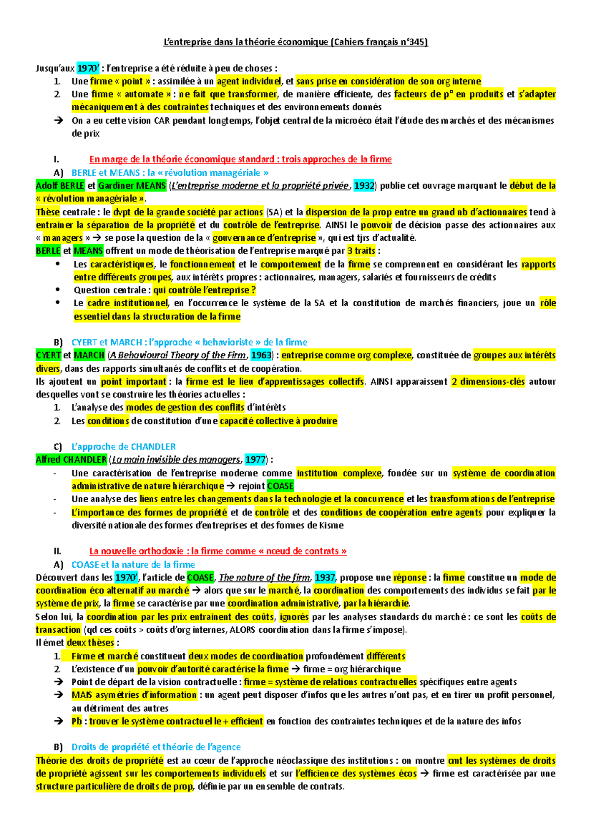 Th‚ories De L'entreprise - L’entreprise Dans La Théorie économique ...