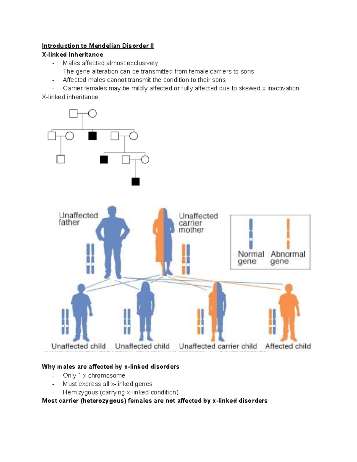 Introduction to Mendelian Disorder II Xlinked inheritance This