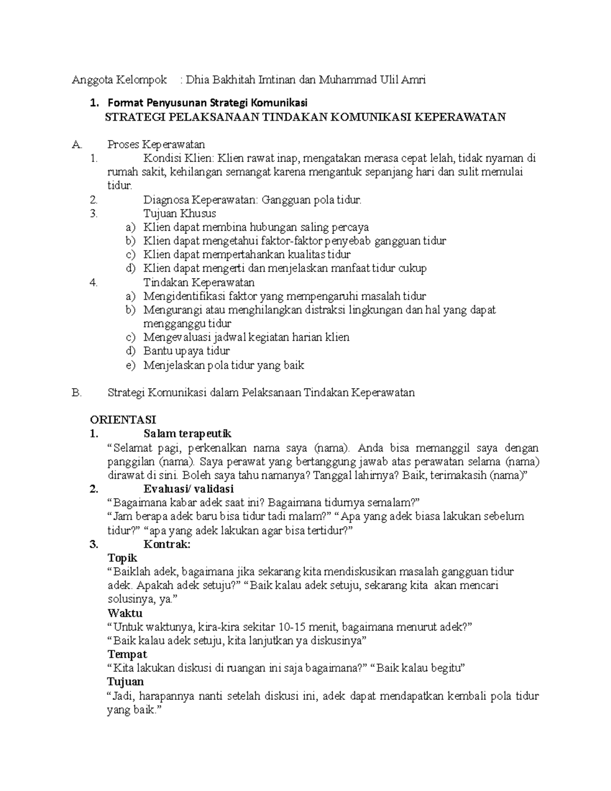 4SP remaja - Strategi Pelaksanaan - Anggota Kelompok : Dhia Bakhitah ...
