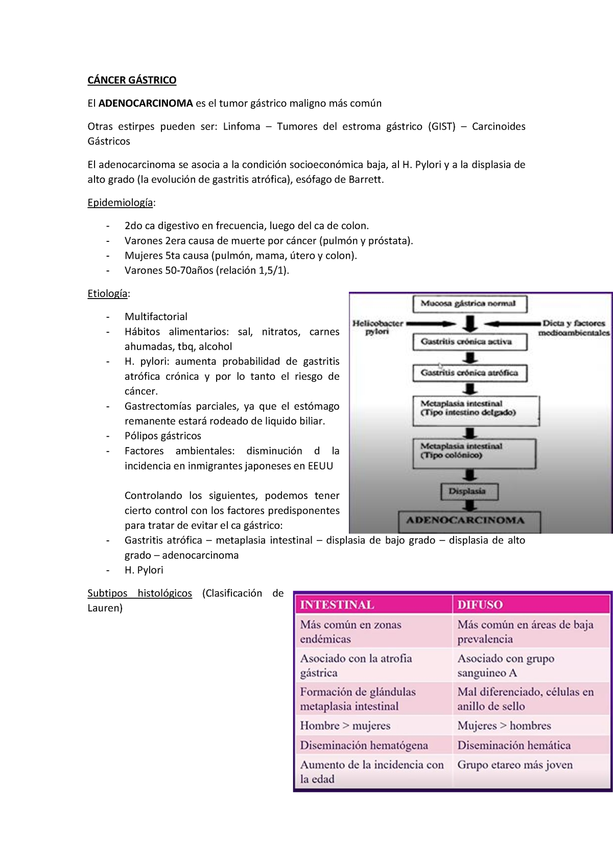 Cáncer Gastrico - HDA - Resumen De Power Point - C¡NCER G¡STRICO El ...